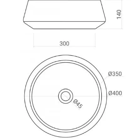 Bản vẽ kỹ thuật chậu lavabo đặt bàn sứ mỹ thuật Kanly SU009