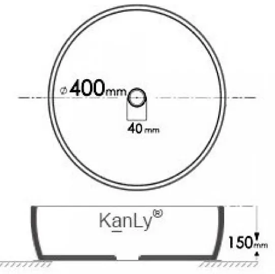 Bản vẽ kỹ thuật chậu lavabo đặt bàn sứ mỹ thuật Kanly SU014