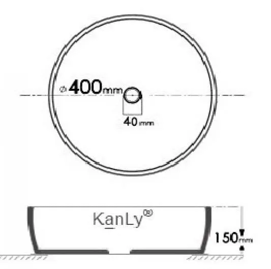 Bản vẽ kỹ thuật Chậu lavabo đặt bàn sứ mỹ thuật Kanly SU015 