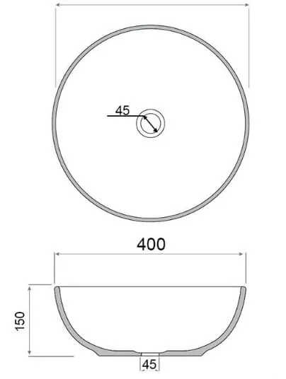 Bản vẽ kỹ thuật Chậu lavabo đặt bàn sứ mỹ thuật Kanly SU113