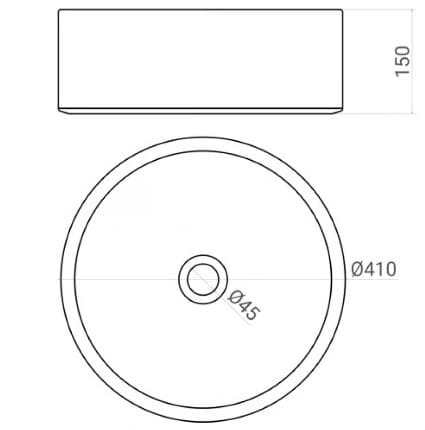 Bản vẽ kỹ thuật Chậu lavabo đặt bàn sứ mỹ thuật Kanly SU116 