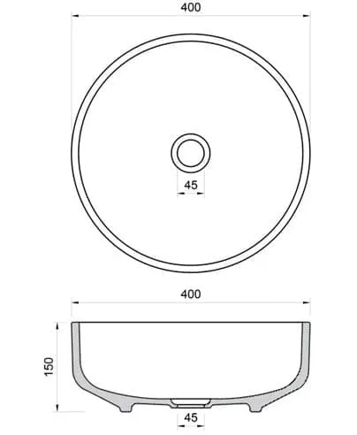 Bản vẽ kỹ thuật Chậu lavabo đặt bàn sứ mỹ thuật Kanly SU120