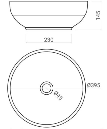 Bản vẽ kỹ thuật chậu lavabo đặt bàn sứ mỹ thuật Kanly SU122 