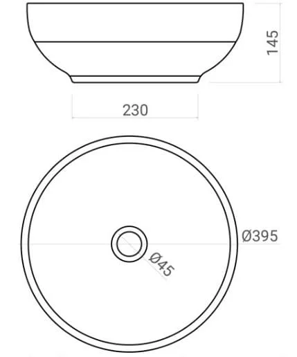 Bản vẽ kỹ thuật chậu lavabo đặt bàn sứ mỹ thuật Kanly SU122 