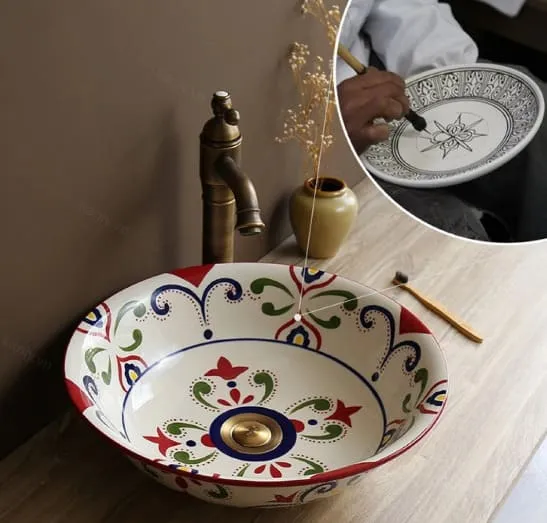 Chậu lavabo đặt bàn sứ mỹ thuật Kanly SU402
