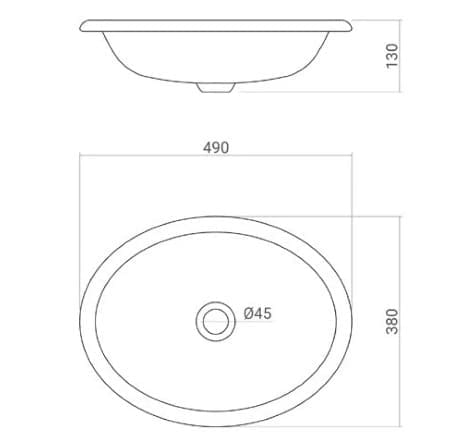 Bản vẽ kỹ thuật chậu lavabo đặt bàn đồng đỏ Kanly RSC122V 