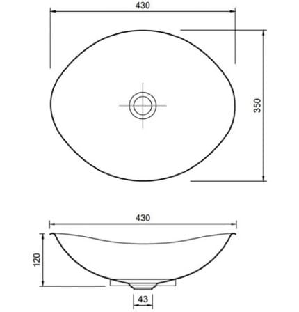 Bản vẽ kỹ thuật chậu lavabo đặt bàn đồng thau hình lá trôi Kanly RSC047V 