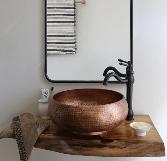 Chậu lavabo đặt bàn đồng đỏ Kanly RSC121V 