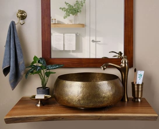 Chậu lavabo đặt bàn đồng đỏ Kanly RSC122V 