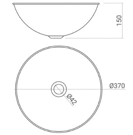 Bản vẽ kỹ thuật chậu lavabo đặt bàn đồng Kanly RSC202V 