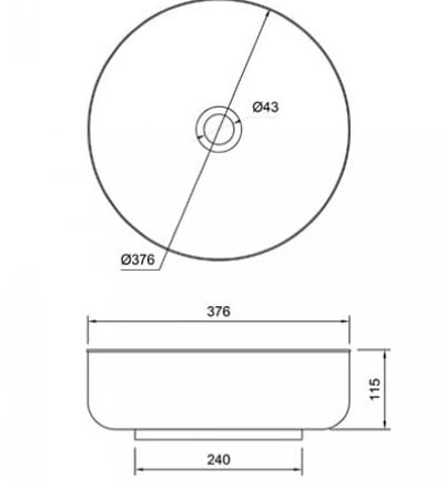 Bản vẽ kỹ thuật Chậu lavabo đặt bàn đồng Kanly RSC401V 