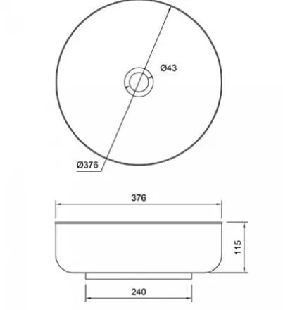 Bản vẽ kỹ thuật Chậu lavabo đặt bàn đồng Kanly RSC401V