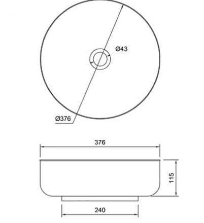 Bản vẽ kỹ thuật chậu lavabo đặt bàn đồng Kanly RSC402V 