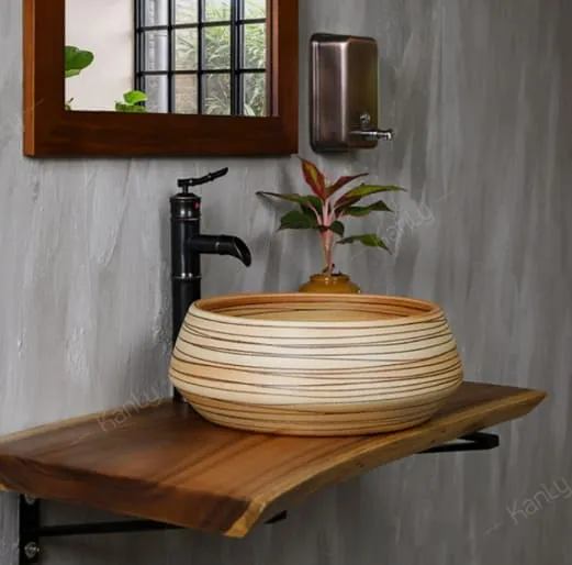 Chậu lavabo đặt bàn sứ mỹ thuật Kanly SU008