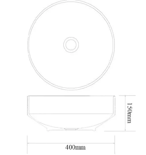 Bản vẽ kỹ thuật chậu lavabo đặt bàn sứ mỹ thuật Kanly SU312