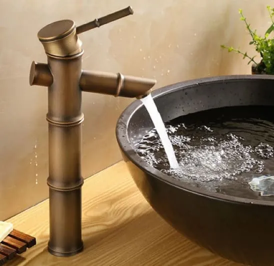 Vòi Lavabo Nóng Lạnh Bằng Đồng Hình Đốt Tre Kanly GCA02