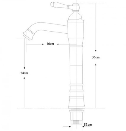 Bản vẽ kỹ thuật vòi lavabo nóng lạnh bằng đồng cổ điển Kanly GCA13 