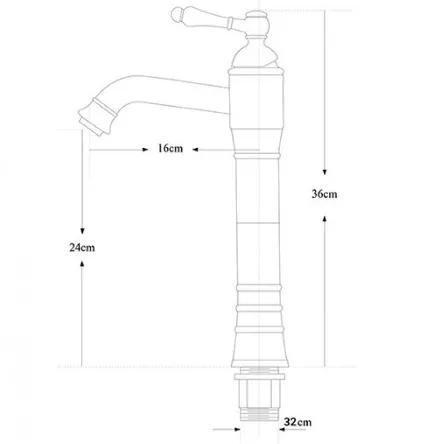 Bản vẽ kỹ thuật vòi lavabo nóng lạnh bằng đồng cổ điển Kanly GCA13 