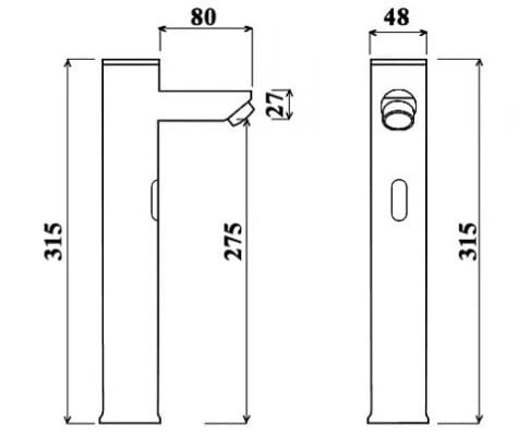 Bản vẽ kỹ thuật vòi lavabo nóng lạnh bằng đồng cổ điển Kanly GCAC1 