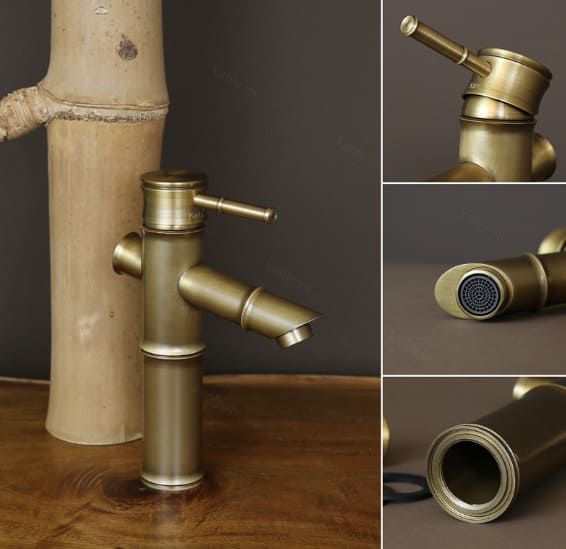Vòi Lavabo Nóng Lạnh Bằng Đồng Hình Đốt Tre Kanly GCV02 
