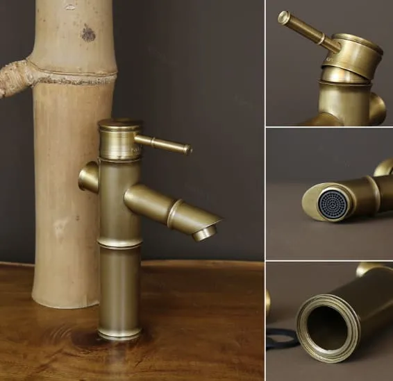 Vòi Lavabo Nóng Lạnh Bằng Đồng Hình Đốt Tre Kanly GCV02 