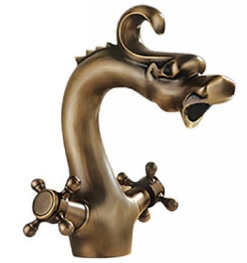 Vòi lavabo nóng lạnh bằng đồng hình đầu rồng Kanly GCV10 