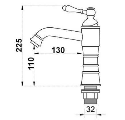 Bản vẽ kỹ thuật Vòi lavabo nóng lạnh bằng đồng cổ điển Kanly GCV13 