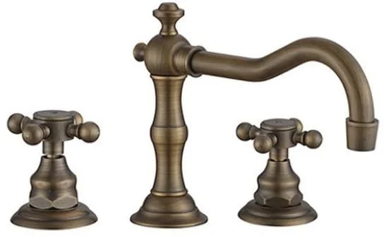 Vòi lavabo nóng lạnh 3 lỗ bằng đồng cổ điển Kanly GCB07