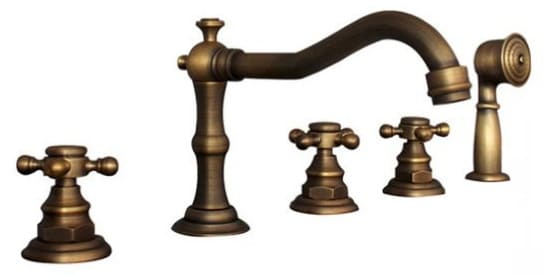 Sen bồn tắm gắn bồn 5 lỗ nóng lạnh bằng đồng cổ điển Kanly GCB08 