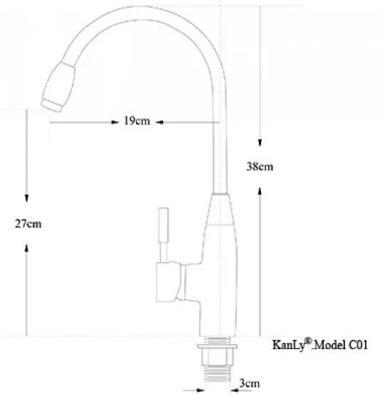 Bản vẽ kỹ thuật vòi rửa bát nóng lạnh đồng cổ điển Kanly GCC01