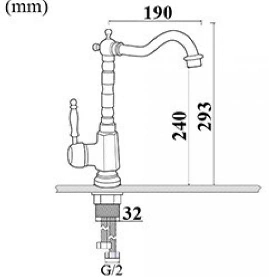 Bản vẽ kỹ thuật vòi rửa bát nóng lạnh đồng cổ điển Kanly GCC04 