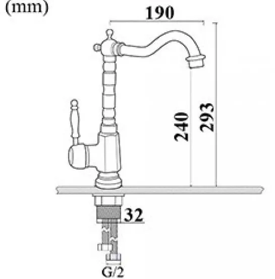 Bản vẽ kỹ thuật vòi rửa bát nóng lạnh đồng cổ điển Kanly GCC04