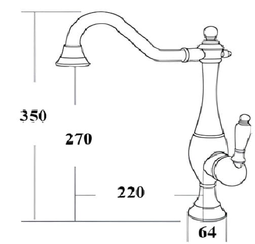 Bản vẽ kỹ thuật vòi rửa bát nóng lạnh đồng cổ điển Kanly GCC06 