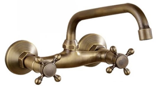 Vòi lavabo nóng lạnh âm tường bằng đồng cổ điển Kanly GCT05 