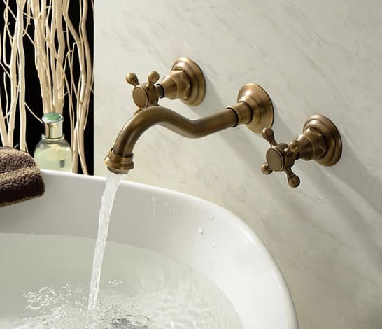 Vòi lavabo nóng lạnh âm tường bằng đồng cổ điển Kanly GCT08 