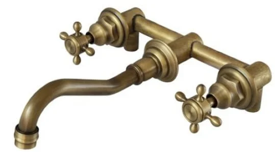 Vòi lavabo nóng lạnh âm tường bằng đồng cổ điển Kanly GCT08