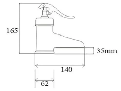 Bản vẽ kỹ thuật vòi lavabo nóng lạnh bằng đồng cổ điển Kanly GCV04 