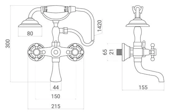 Bản vẽ kỹ thuật sen tắm nóng lạnh bằng đồng Kanly GCS03