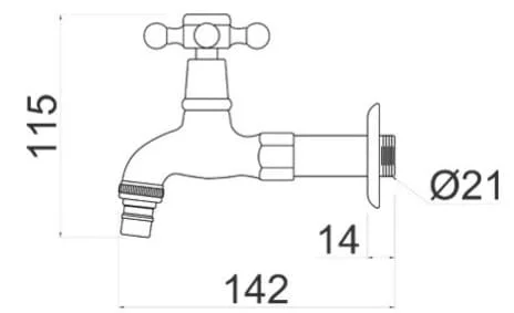 Bản vẽ kỹ thuật Vòi Nước Lạnh Bằng Đồng Gắn Tường Kanly GCT01
