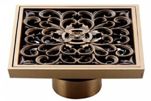 Phễu thoát sàn hoa văn bằng đồng Kanly GCP01