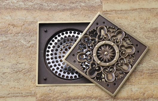 Phễu thoát sàn hoa văn bằng đồng Kanly GCP04 