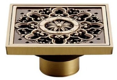 Phễu thoát sàn hoa văn bằng đồng Kanly GCP04