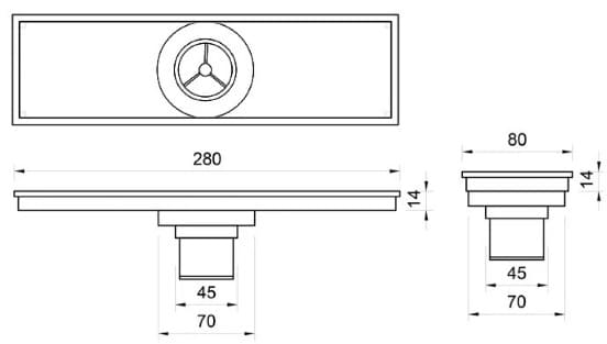 Bản vẽ kỹ thuật phễu thoát sàn bằng đồng Kanly GCP61 