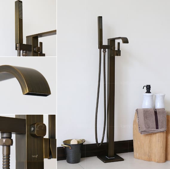 Sen bồn tắm nóng lạnh đặt sàn bằng đồng cổ điển Kanly GCS07 