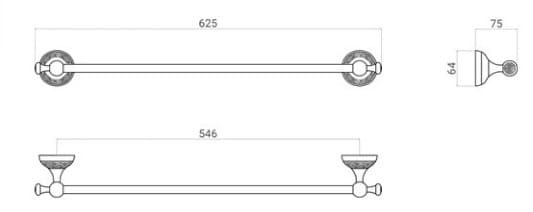 Bản vẽ kỹ thuật thanh vắt khăn bằng đồng kiểu cổ Kanly GCH11 