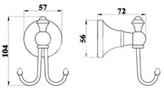 Bản vẽ kỹ thuật móc treo áo bằng đồng Kanly GCK01U 
