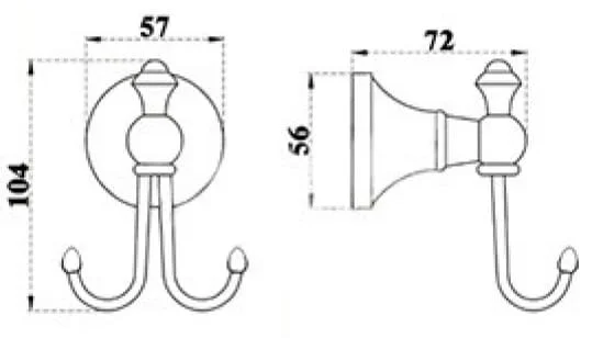 Bản vẽ kỹ thuật móc treo áo bằng đồng Kanly GCK01U 