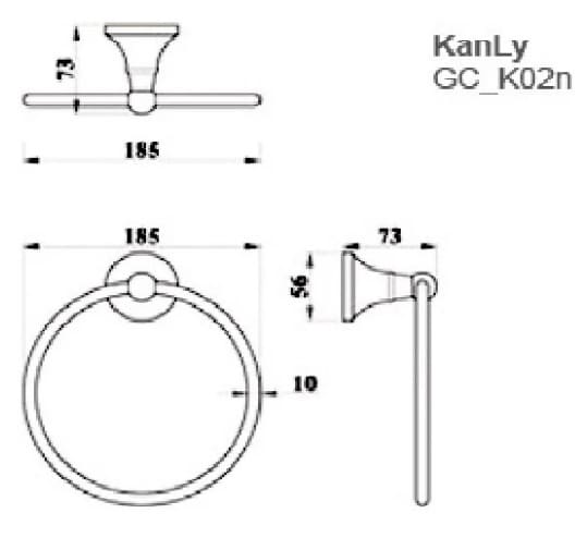 Bản vẽ kỹ thuật vòng treo khăn bằng đồng Kanly GCK02