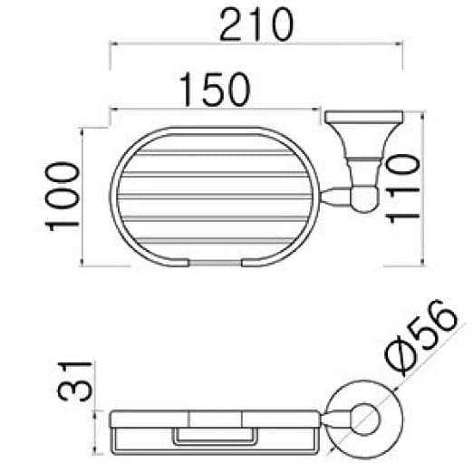 Bản vẽ kỹ thuật giá đựng xà phòng bằng đồng Kanly GCK05 
