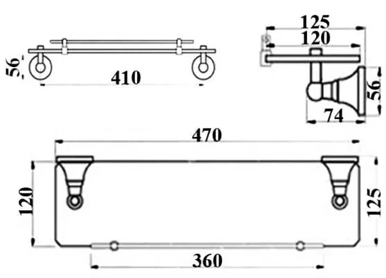 Bản vẽ kỹ thuật Kệ Kính Phòng Tắm Kanly GCK14